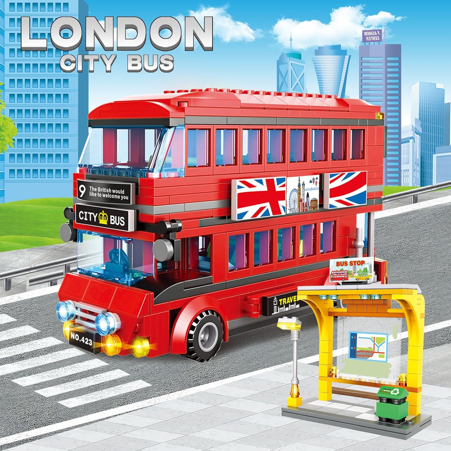Kids Toys London - مجموعة بناء حافلة لندن ذات الطابقين