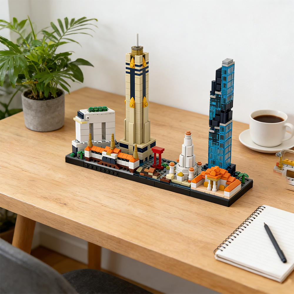 Kids Toys Bangkok - نموذج مكعبات بناء منظر بانكوك السكايلاين،