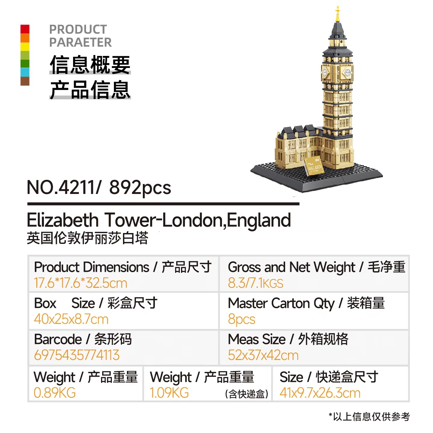 892 قطعة من مكعبات بناء برج إل - مراجعة Kids Toys London وسعره